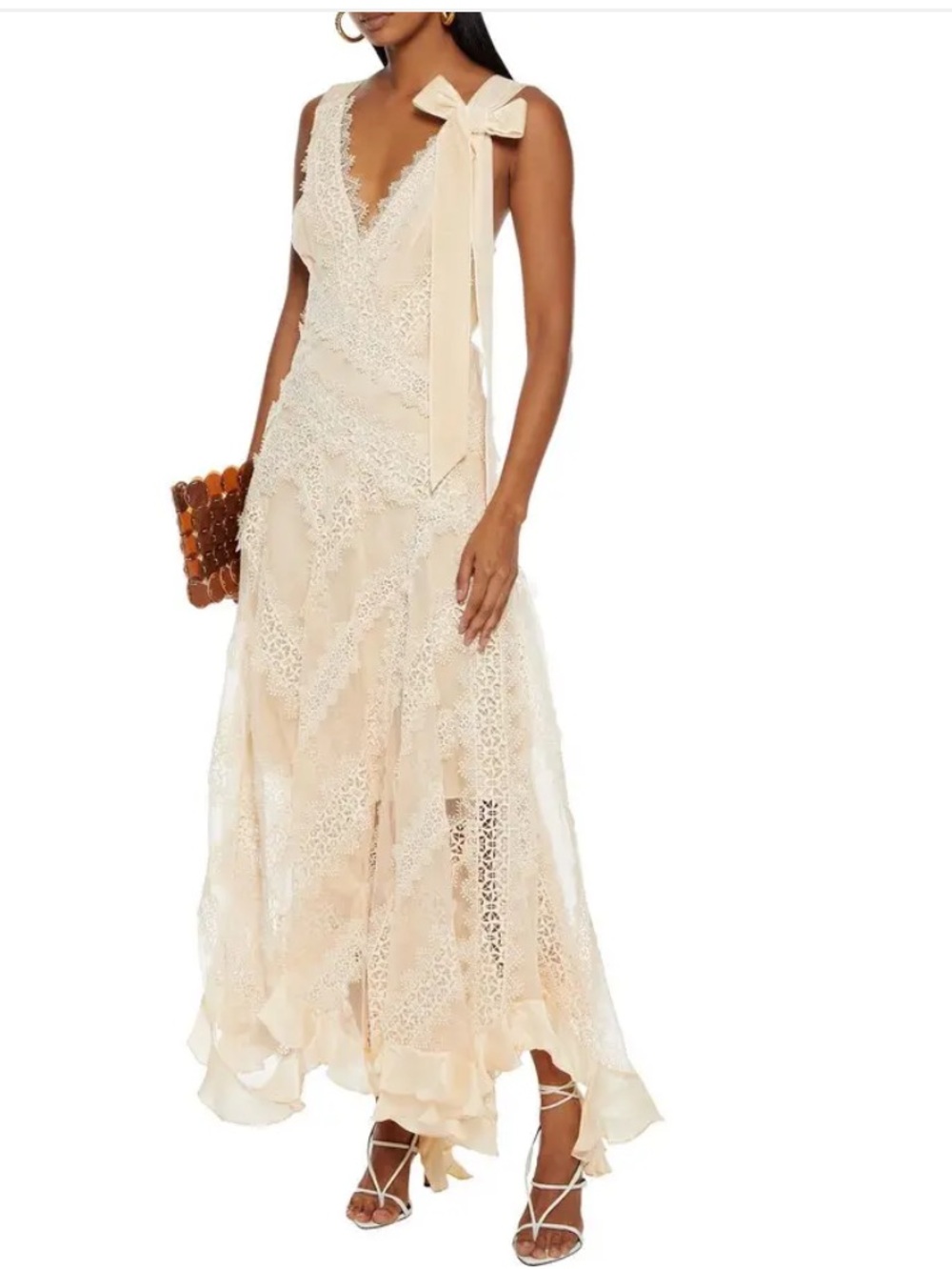 ZIMMERMANN size 3 Bow-Embellished
Crocheted Lace And Silk-Organza Dress/Gown - Picture 3 of 7